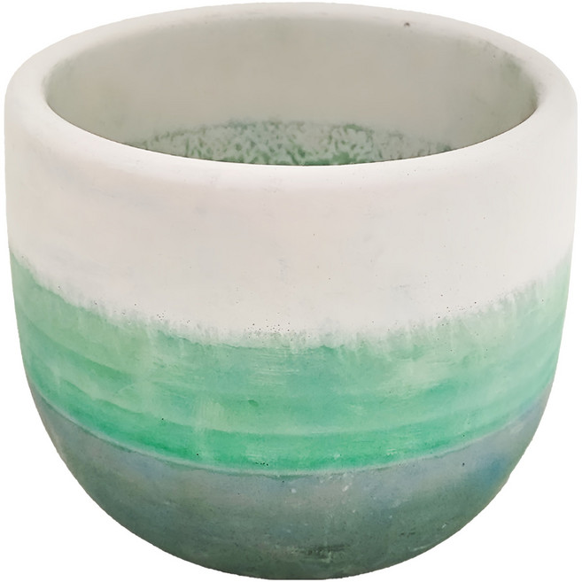 圓底水泥盆, 綠色調三色, 1個