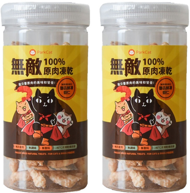 ParkCat 貓樂園 無敵100%原肉凍乾 蝦青素抗氧化, 御品鮮凍蝦仁, 40g, 2罐