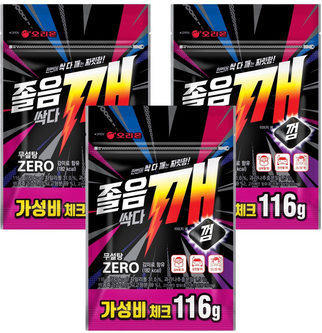 오리온 졸음싹다깨껌 리필, 116g, 3개