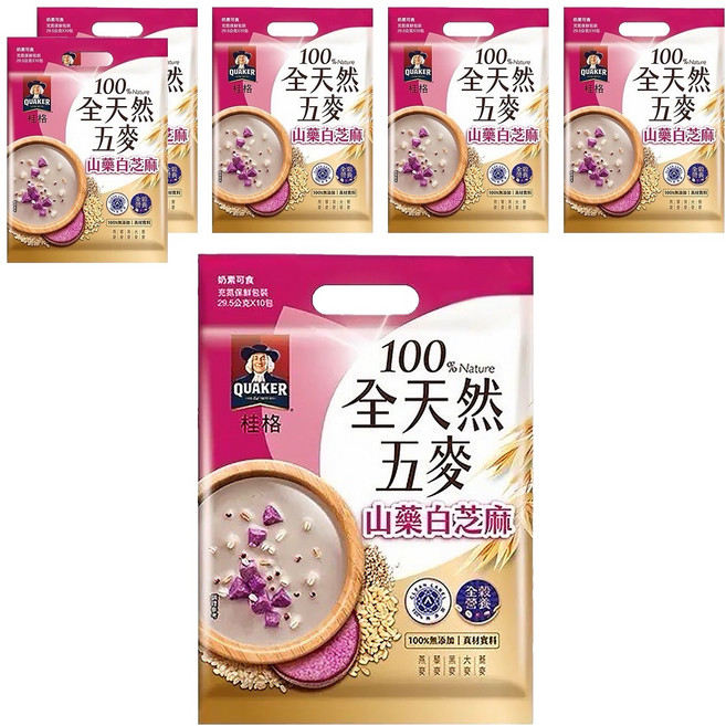 QUAKER 桂格 全天然五麥 山藥白芝麻 10入, 295g, 6袋