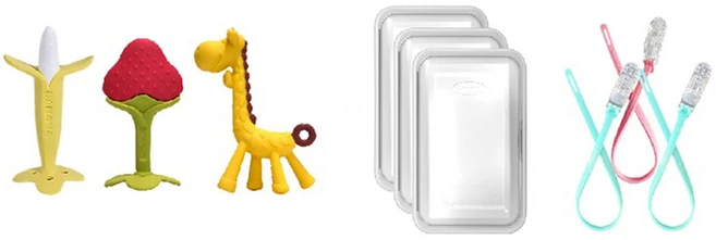 앙쥬 치발기 3종 랜덤발송 + 케이스 스트랩 세트, 혼합색상, 치발기 3종 + 케이스 3p + 실리콘 클립 홀더 3p, 1개 - 쿠팡