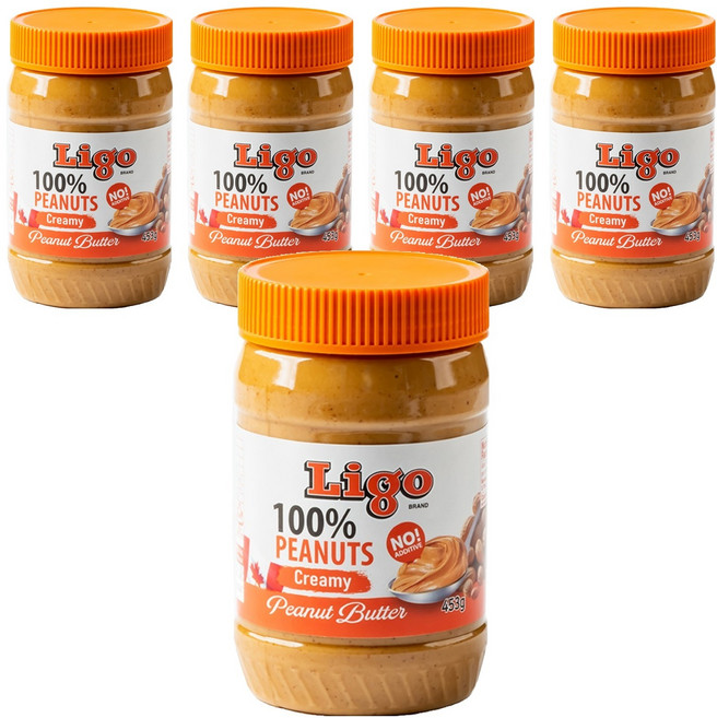 리고 100% 땅콩버터 크리미, 453g, 5개