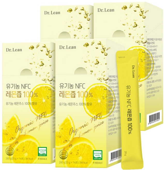 닥터린 유기농 NFC 레몬즙 14p, 280g, 4개