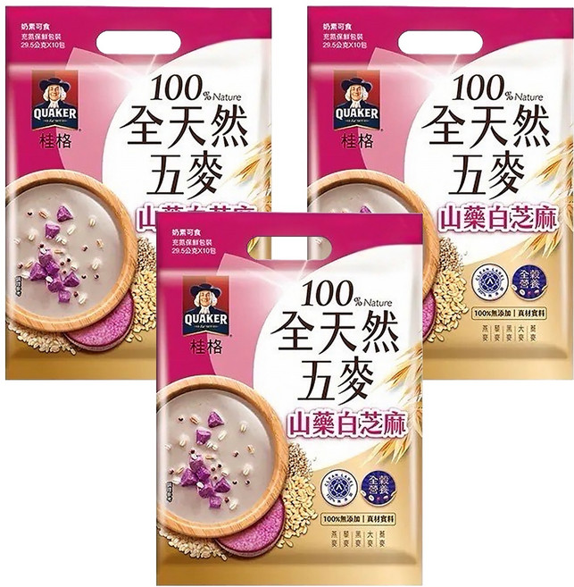 QUAKER 桂格 全天然五麥 山藥白芝麻 10入, 295g, 3袋