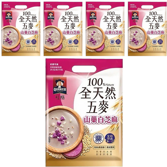 QUAKER 桂格 全天然五麥 山藥白芝麻 10入, 295g, 5袋