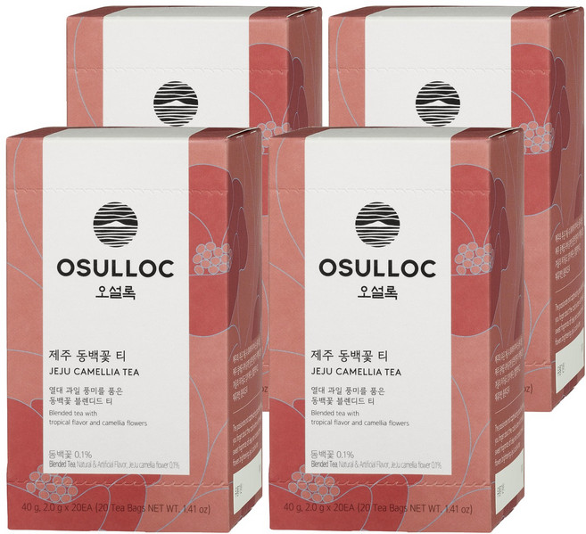 OSULLOC 濟州山茶花茶包, 2g, 20入, 4個