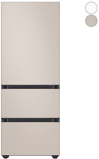 [색상선택형] 삼성전자 비스포크 313L 3도어 키친핏 김치플러스 냉장고 방문설치, 새틴베이지, RQ33DB74D2AP