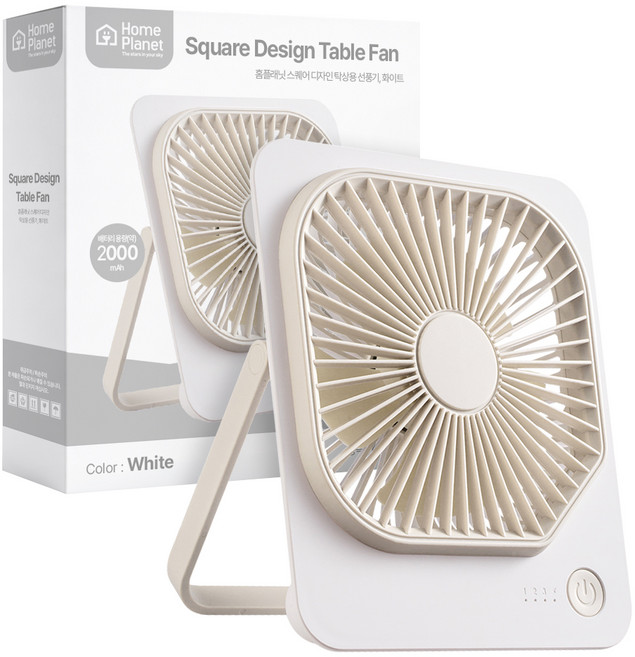 홈플래닛 스퀘어 디자인 탁상용 선풍기, 화이트, GXZ-F68