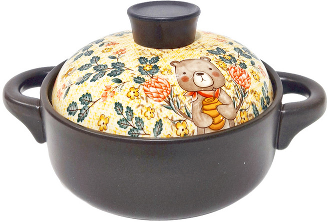 Royal Duke 有古窯 鋰輝石日式直身砂鍋 蜂蜜小熊 1.5L, 1個