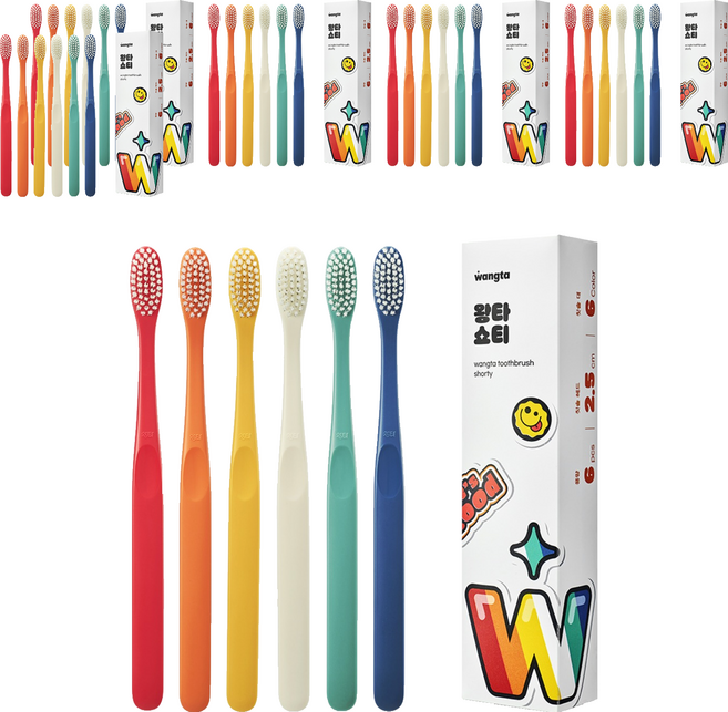 왕타 쇼티 초극세모 부드러운 칫솔 세트, 6개입, 6세트