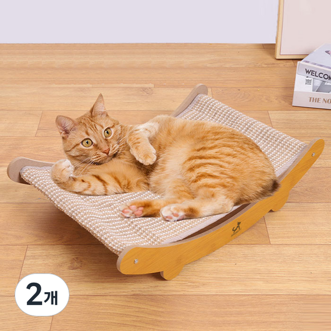 딩동펫 고양이 사이잘 스크래쳐 해먹 캣 침대, 브라운, 2개