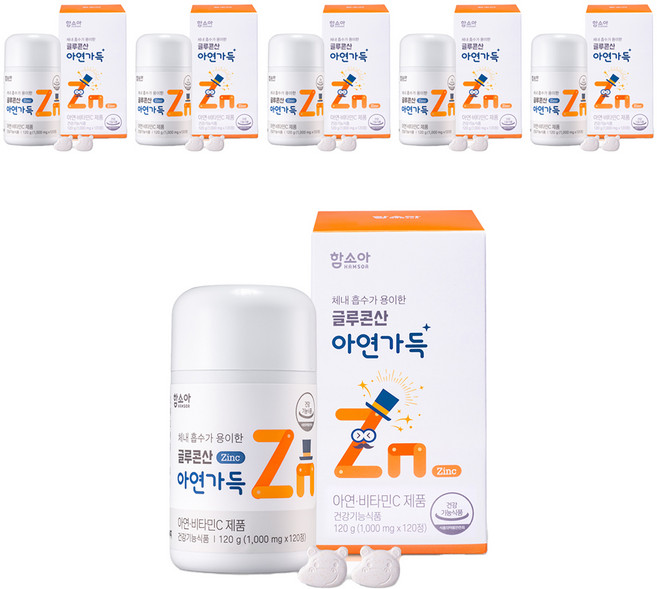 함소아 글루콘산 아연가득, 120정, 6개