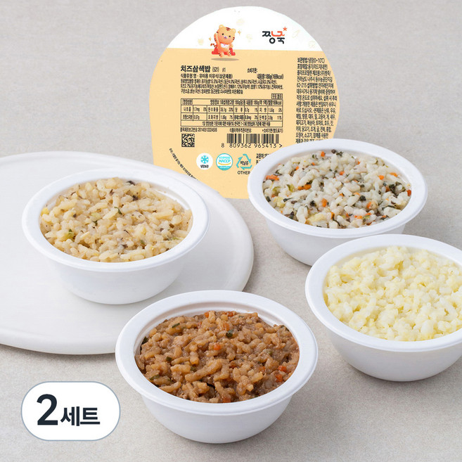짱죽 완료기 아기밥(13~14개월부터) D세트, 흰살생선버섯밥 + 돈불고기야채짜장밥 + 쌀눈옥수수영양밥 + 치즈삼색밥, 720g, 2세트