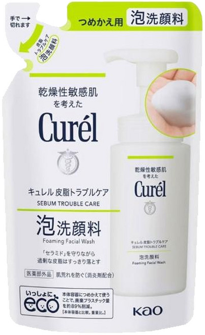 Curel 珂潤 潤浸保濕洗顏慕絲控油 補充包, 130ml, 1包