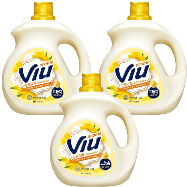 아로마뷰 고농축 섬유유연제 옐로우가든 본품, 3개, 5L
