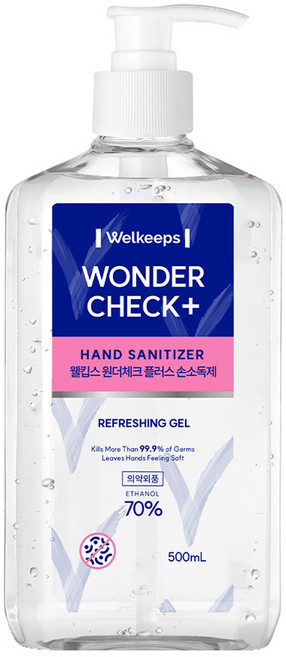웰킵스 원더체크 플러스 손소독제 세정제, 500ml, 1개
