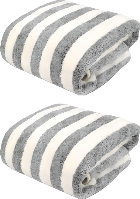원이네 스트라이프 소프트 샤타월 70 × 140cm, 그레이, 2개