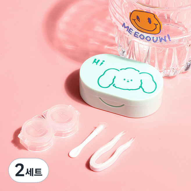 르벤아트 캐릭터 렌즈통 62 x 40 mm + 렌즈 집게 세트, 그린, 2세트