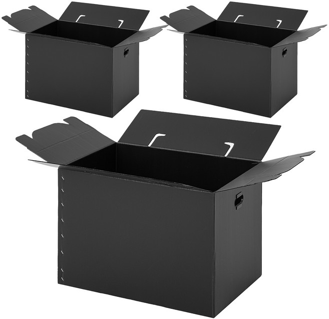 코멧 테이프 없이 조립하는 편리한 이사박스, 블랙, 3개