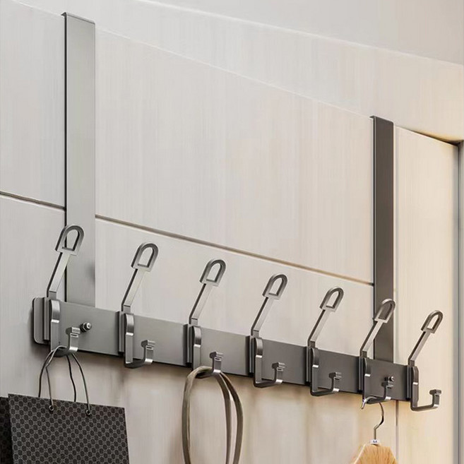 타이거라이프 늘어남방지 무타공 도어행거 라운드형 14구, 그레이, 1개