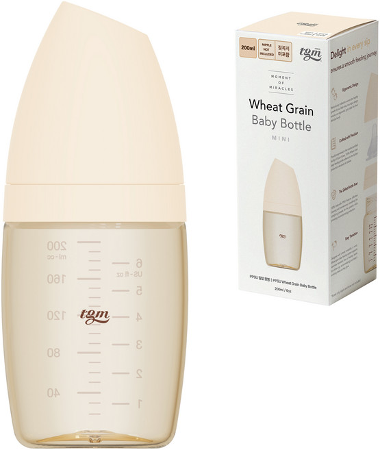 티지엠 유아용 PPSU 밀알 젖병, 아이보리, 200ml, 1개