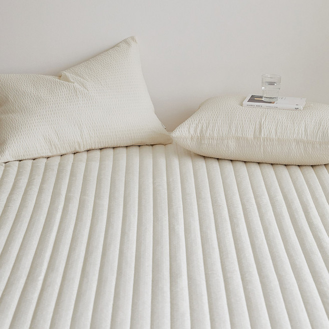 마틸라 디어썸머 시어서커 고정밴드 여름 침대패드, 크림