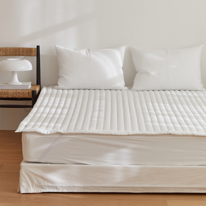 마틸라 디어썸머 시어서커 고정밴드 침대패드, 화이트