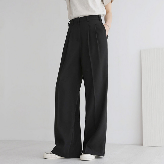 앤드스타일 여성용 숏/기본/롱 기장 맞춤 4탄 모던 핀턱 와이드 슬랙스 264381