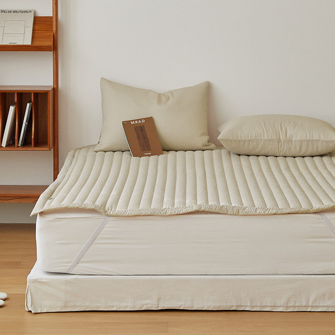 디어썸머 시어서커 고정밴드 여름 침대패드, 오트밀