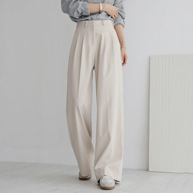 앤드스타일 여성용 숏/기본/롱 기장 맞춤 4탄 모던 핀턱 와이드 슬랙스 264381