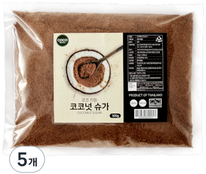 코코리듬 코코넛슈가, 500g, 5개