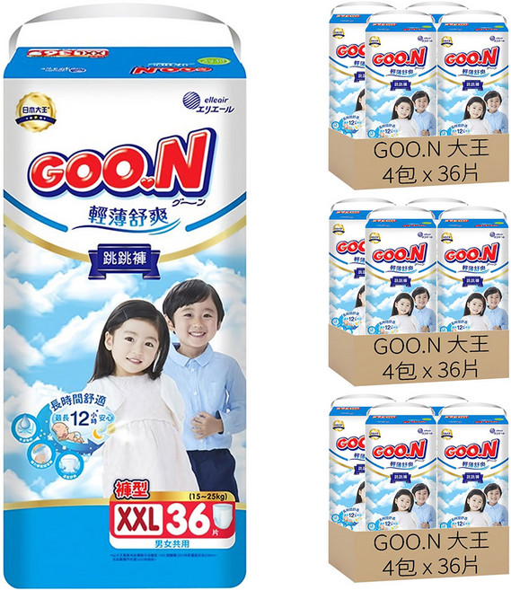 GOO.N 大王 輕薄舒爽 紙尿布 褲型 15~25kg, 2XL, 432片