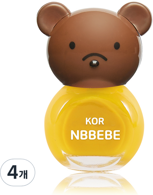 Nbbebe 兒童用指甲油, 鮮豔的黃色, 4個