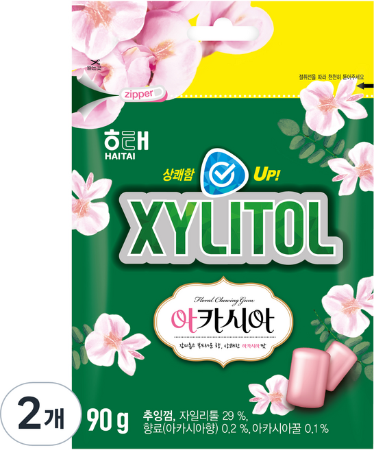 해태제과 자일리톨 아카시아 껌, 90g, 2개