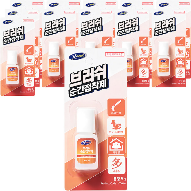 Vtech 브러쉬 강력순간접착제 5g VT-046, 12개