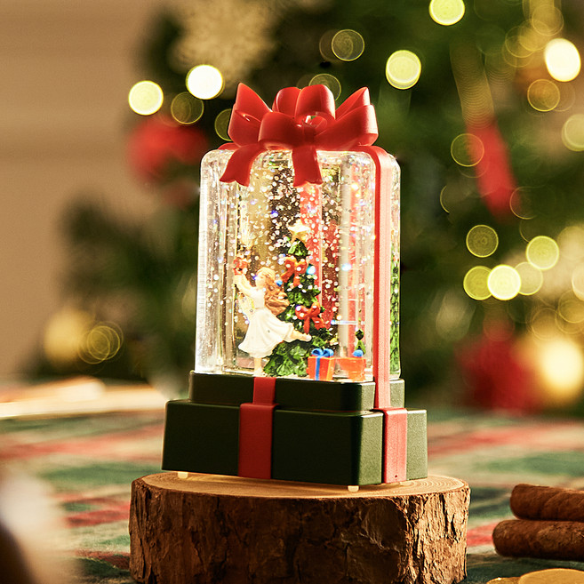 크리스마스 워터볼 스노우볼 무드등 장식 리본 트리, 호두까기인형발레리나소녀, 7.6 x 4.4 x 12 cm, 1개