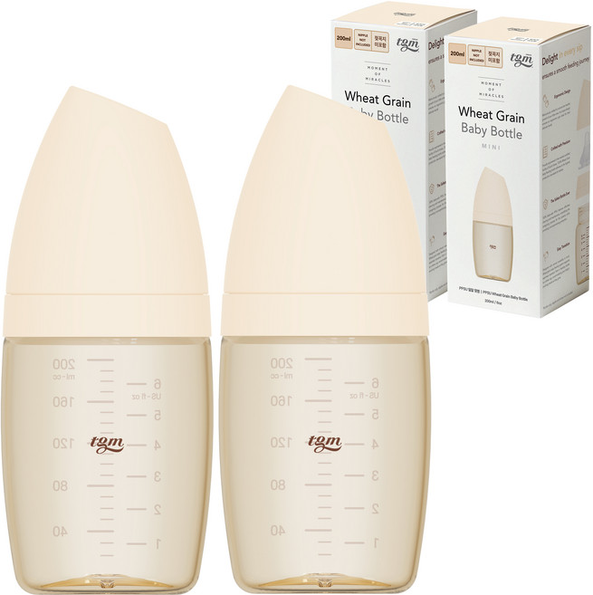 티지엠 PPSU 밀알 젖병, 아이보리, 200ml, 2개