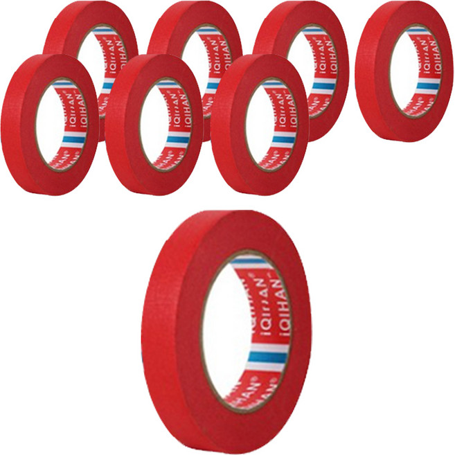 iQIHAN 칼라 마스킹테이프 빨강 20 mm x 20 m, 8개