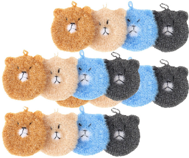 이와이엔 거품왕 2겹 곰돌이 수세미, 8개, 2개