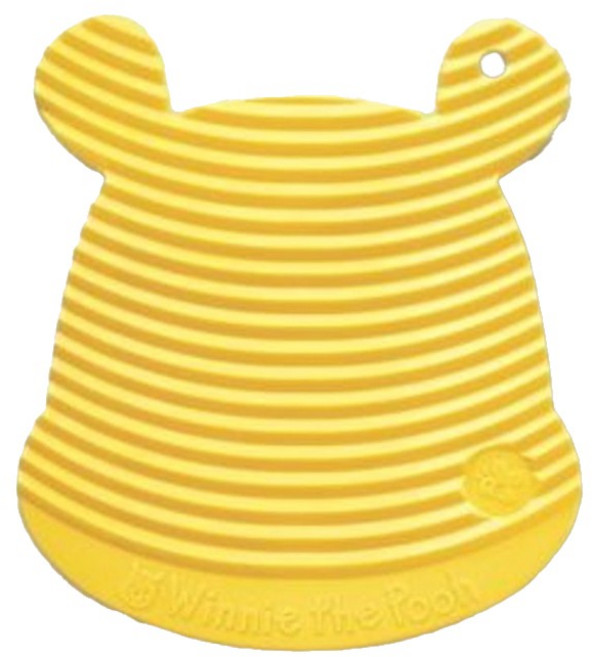 Nishiki 錦化成 小熊維尼頭型 柔軟洗衣板 日本製造, 黃色, 1個