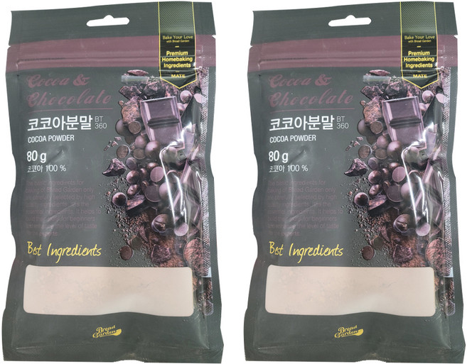 브레드가든 템퍼링이 되어있는 코코아파우더, 80g, 2개, 1개입
