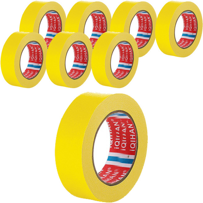 iQIHAN 다다 칼라 마스킹테이프 노랑 25 mm x 20 m, 8개