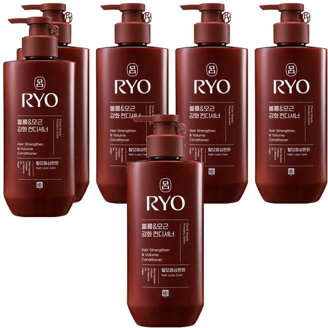 려 흑운 볼륨&모근강화 컨디셔너 탈모증상완화 우디머스크향, 480ml, 6개