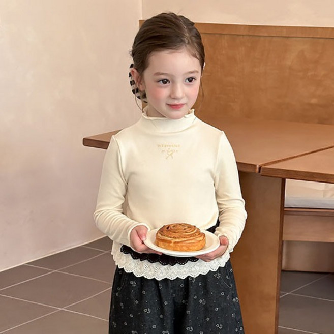 스타빈 아동용 러블리 물결 반폴라 긴팔 티셔츠