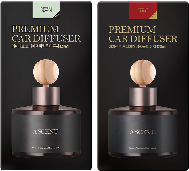 에이센트 차량용 디퓨저 120ml 2p, 그린에어리, 딥체리, 1세트