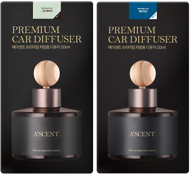 에이센트 차량용 디퓨저 120ml 2p, 그린에어리, 에어리던, 1세트