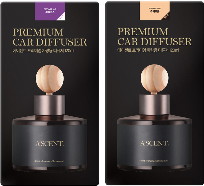 에이센트 차량용 디퓨저 120ml 2p, 퍼플로즈, 쥬시프룻, 1세트