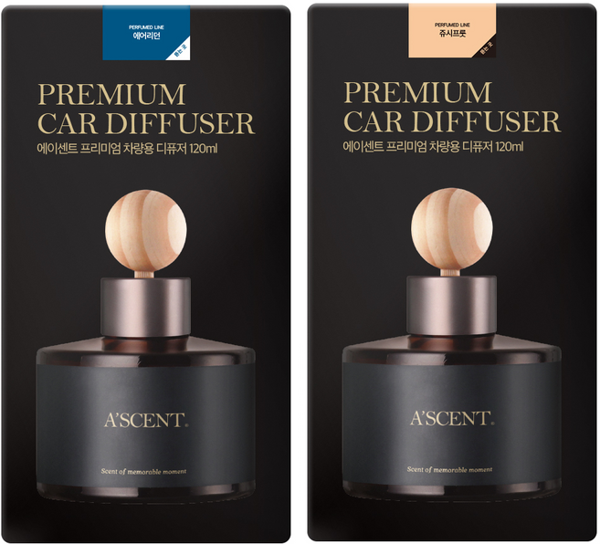 에이센트 차량용 디퓨저 120ml 2p, 에어리던, 쥬시프룻, 1세트