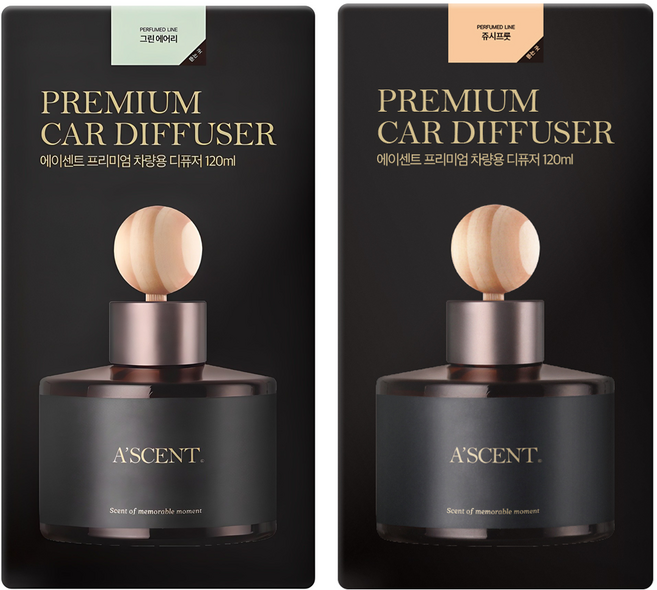 에이센트 차량용 디퓨저 120ml 2p, 그린에어리, 쥬시프룻, 1세트