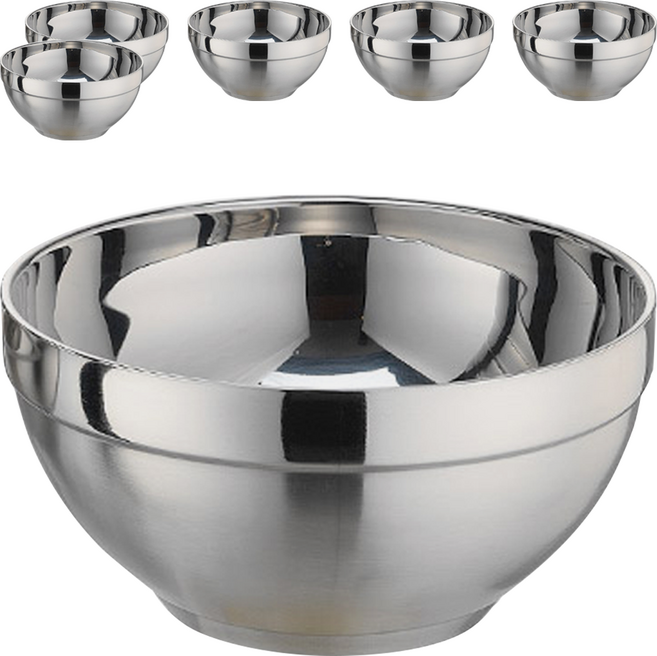 PLUS PERFECT 理想 晶品304不銹鋼雙層碗 不附蓋 16cm, 銀色, 6個